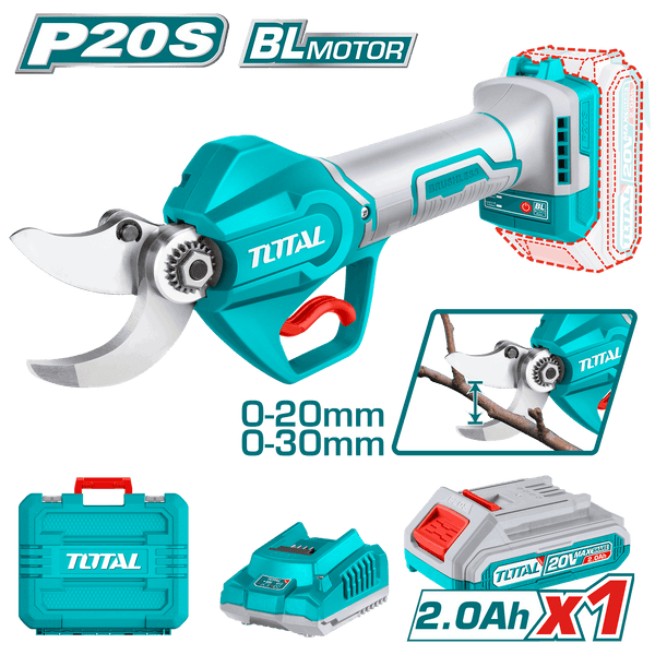 Total Tools 20V Cordless Pruning Shears up to 30mm + Battery and Charger – TSSLI203083