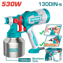 Total Tools Electric Paint Spray Gun 530W Stainless Container 1000ml –  TT45061