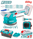 Total Tools Cordless Tile Vibrator 20V with 2Ah Battery & Charger + Knee Pads + Bag + Putty Knife & Tile Spacer Set – TTVLI20018