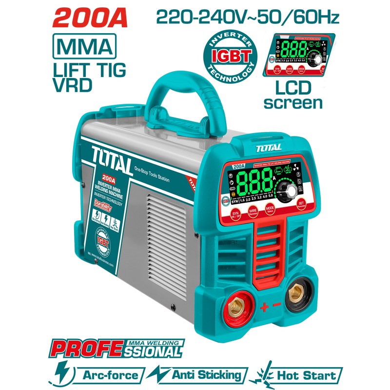 Total tools Inverter MMA/TIG Lift welding machine 200 A , 1.6 : 4 mm - TW2200691