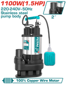 Total tools Sewage submersible pump 1.5 HP , 15M , Stainless steel pump body , Copper wire motor - TWP7110016