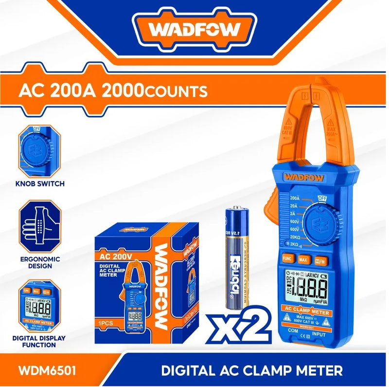 Digital AC clamp meter 200V, 2000 counts WADFOW - WDM6501
