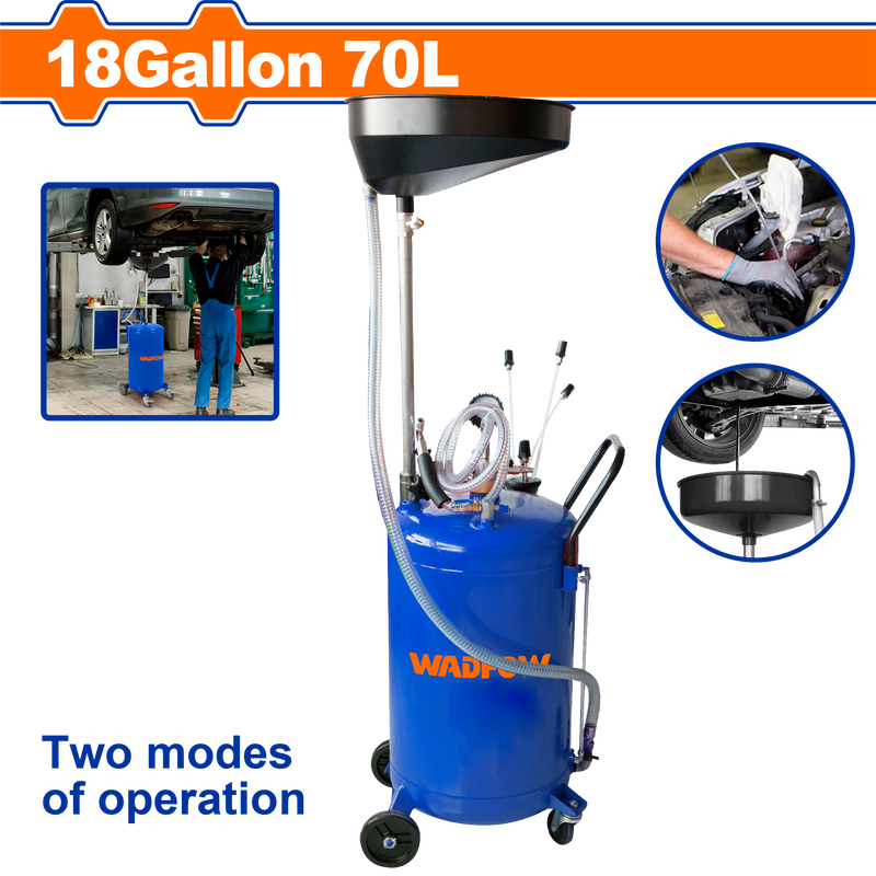وادفو ماكينه شفط و  تصفية زيت بالهواء  70 لتر بقمع - WKD2A07 