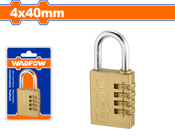 Wadfo 4-Digit Brass Combination Padlock 40 mm –  WPD3444
