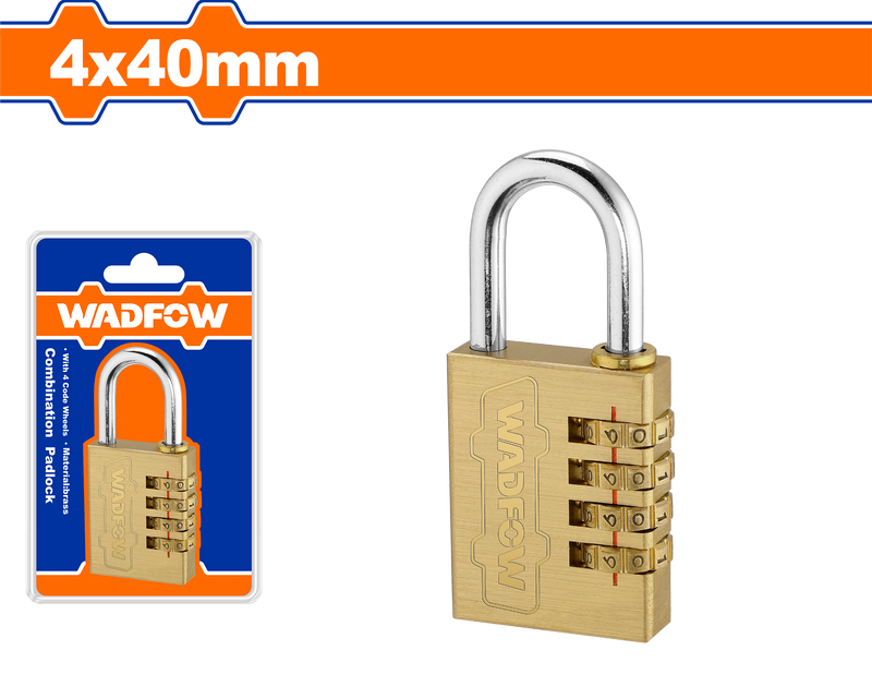Wadfo 4-Digit Brass Combination Padlock 40 mm –  WPD3444