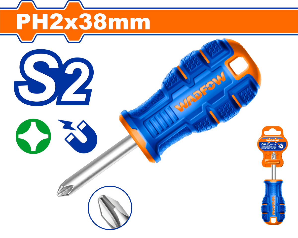 Wadfow Phillips screwdriver PH2(magnetic) x 38mm-WSDB221