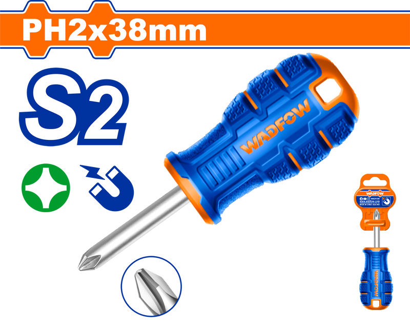 Wadfow Phillips screwdriver  PH2(magnetic) x 38mm-WSDB221