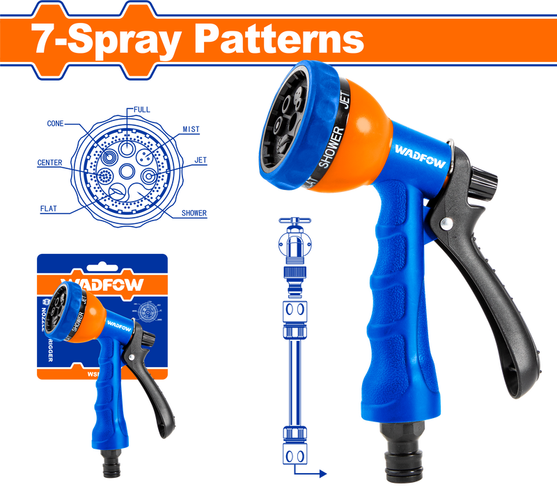 Wadfow Plastic trigger nozzle 7-spray patterns-WSN1E07