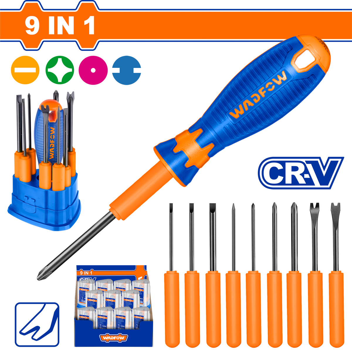 Wadfow 10 Pcs interchangeable screwdriver set -WSS1B10
