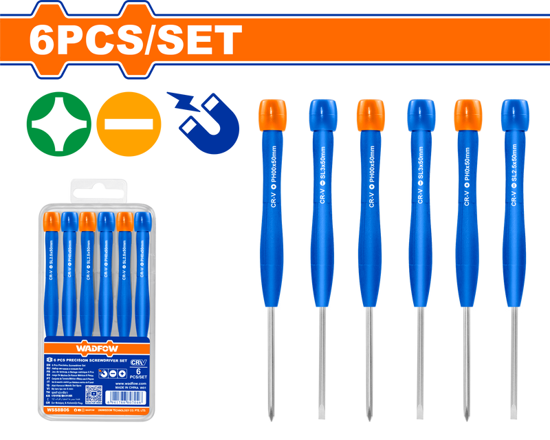 Wadfow 6Pcs precision screwdriver set-WSS2B06