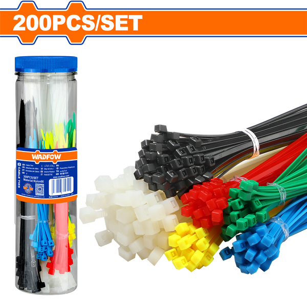 Wadfo 200-Piece Assorted Color Plastic Cable Tie Set –  WTE85521