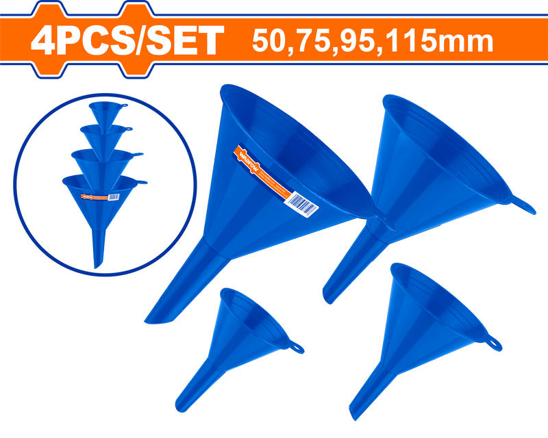Wadfo 4 Pcs Plastic Funnel Set – Model WUFS2304