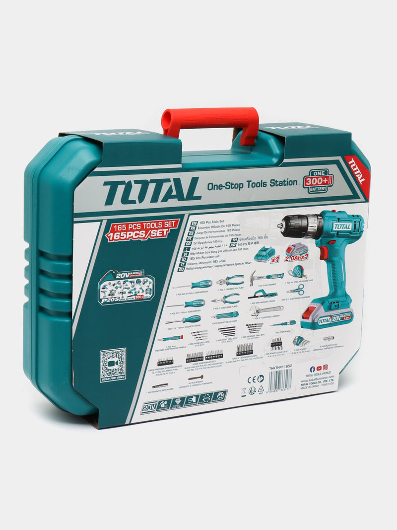 Total tools 165 Pcs Tools set included  20V cordless drill 40 N.m + battery and charger - THKTHP11652