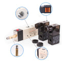 Pneumatic Solenoid  Valve, 5 Way 2 Position (5/2), Without Coil (Dual Coil),  Model 4V