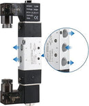 Pneumatic Solenoid Valve, 5-Way 2-Position (5/2), 1/8" Port, Dual Coil Type, Coil Not Included, Small Size, Model 4V120-06