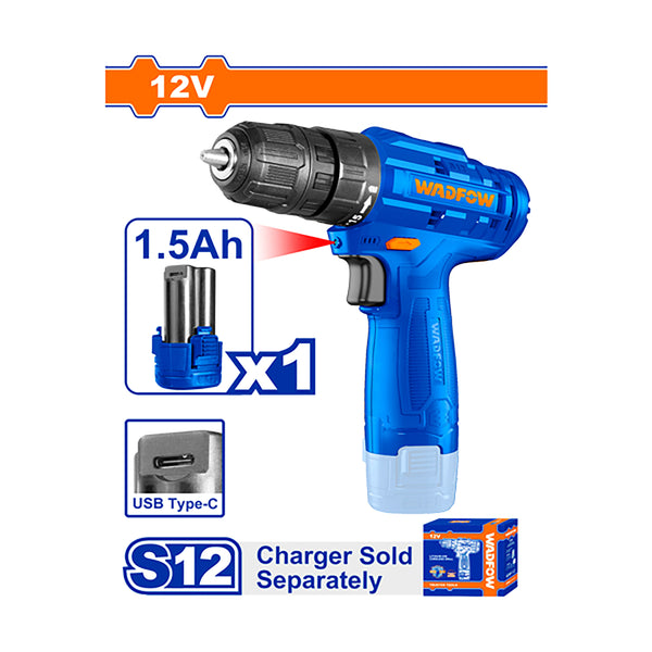 Lithium-ion cordless drill 12v -1X1.5Ah battery pack 20N  WADFOW - WCDS510