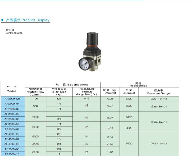 Pneumatic Air Regulator Japanese style 10 Bar