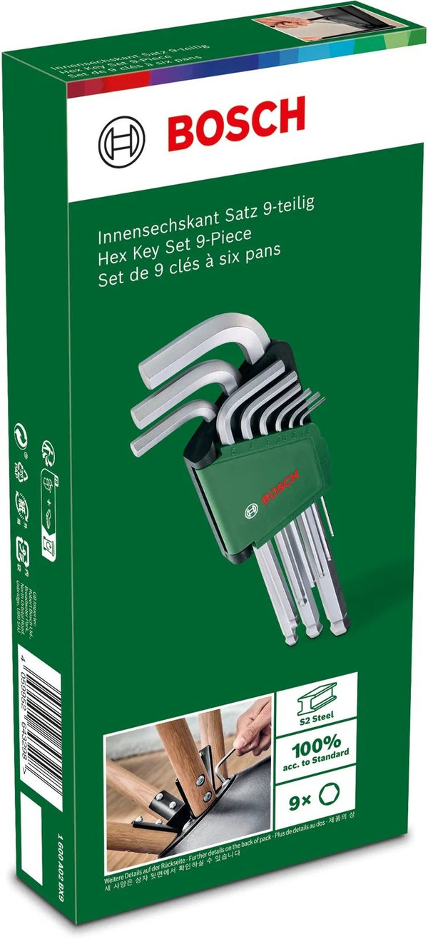 Bosch  Hex Key ball end  Set 9 Pcs 1.5 : 10 mm - 1600A02BX9