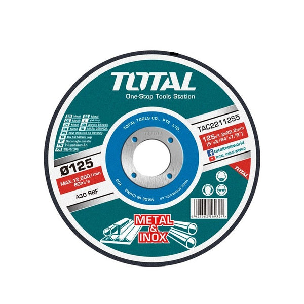 TOTAL TOOLS  Abrasive Metal Cutting Disc 125mm X1.2mm X 22.2mm- TAC2211255