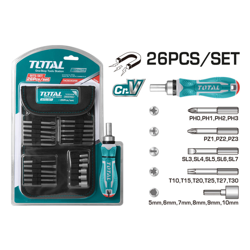 Total tools 26 Pcs ratchet screwdriver set - TACSD30266