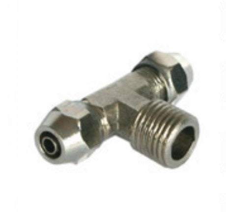 T/Tee Connector Metal Nickel-Plated 2 Way Pneumatic Air tube fittings Tube + 1 way  Thread  Model SP20