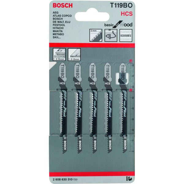 Bosch T 119 BO BASIC FOR WOOD JIGSAW BLADE FOR JIGSAWS 5 PICES  2608630310
