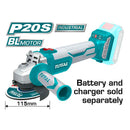 توتال تولز صاروخ تقطيع وتجليخ ليثيوم 20 فولت / قرص 115 ملى - TAGLI1152