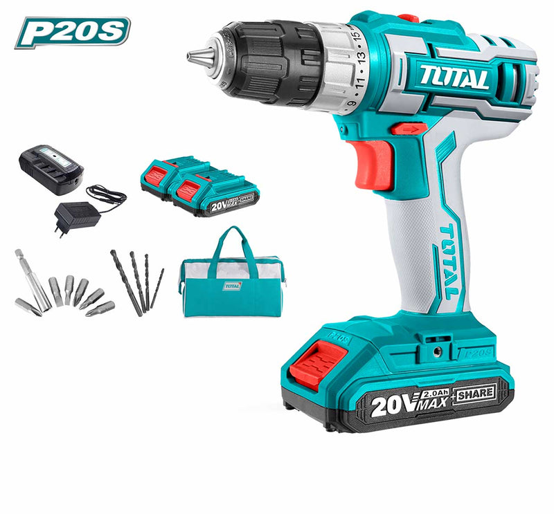 TOTAL TOOLS Lithium-Ion cordless drill 20V / Max.torque:45NM - TDLI20025